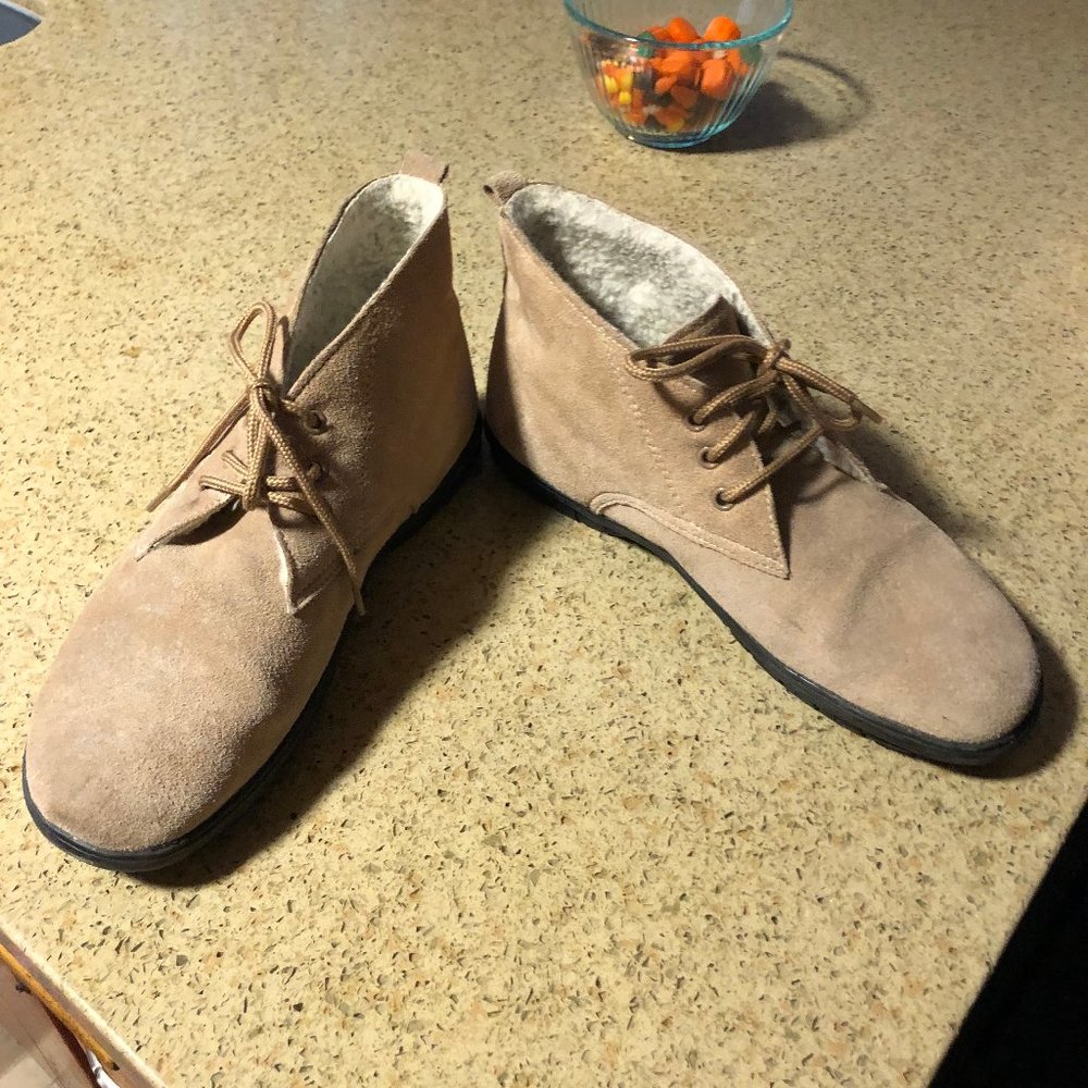 FINAL SALE TAN SUEDE ANKLE BOOTS BY GREEN EASE